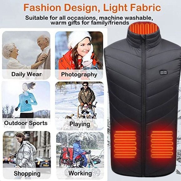 Heated Vest 9 Heating Zones With 10000mAh Battery Pack Electric Heating … - Picture 10 of 14
